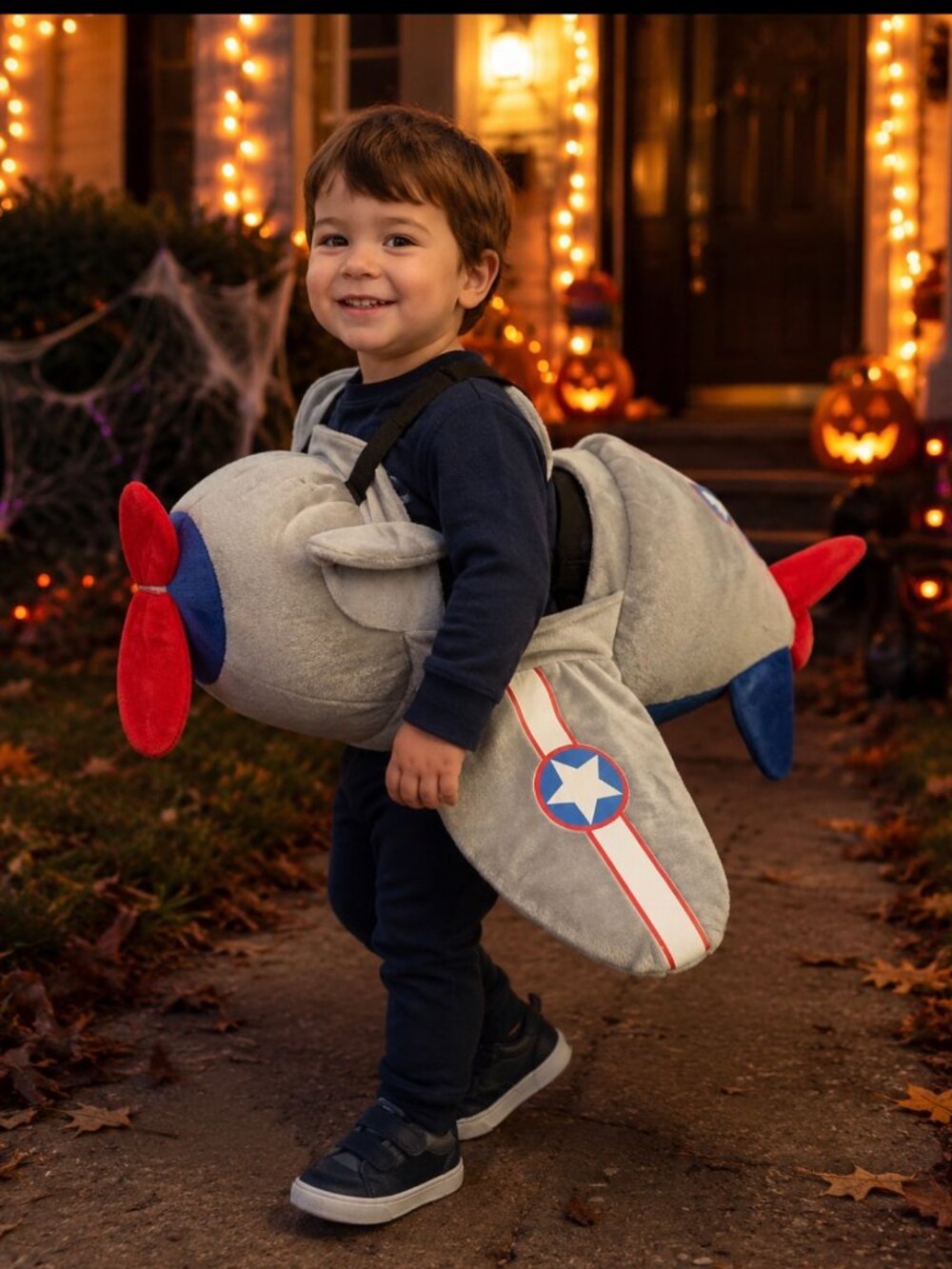 AUTHENTIC KIDS 3D Plush Airplane Ride-in Costume Halloween Party Size 3-7 Pilot